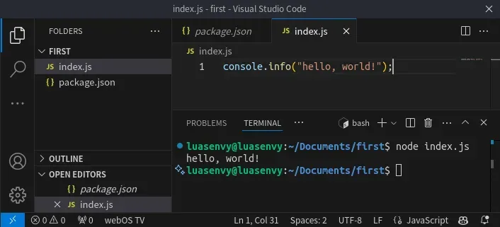 run nodejs